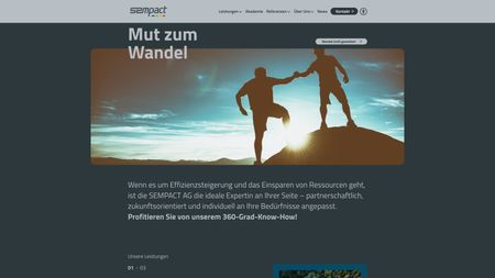 Image of the dark design of the Sempact AG website